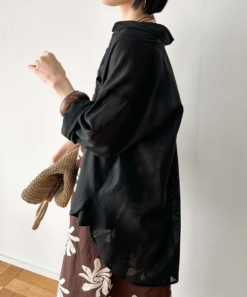 Doux archives（ドゥアルシーヴ）の「コットンリネンシャツ（シャツ/ブラウス・レディース・ブラック/オフホワイト/レモンイエロー/ピンク・FREE）」の8枚目の写真