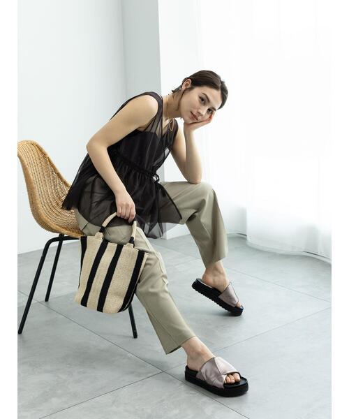 Te chichi（テチチ）の「ストライプシートトートバッグ(小)（ハンドバッグ・レディース・ベージュ・F）」の2枚目の写真