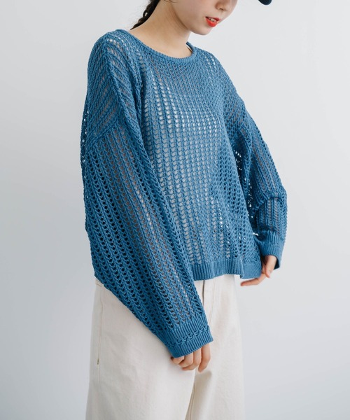 refinedworks(リファインドワークス)の「【refinedworks】今シーズンの主役!メッシュニットプルオーバー(ニット/セーター・レディース・ブルー/グレー/ホワイト・FREE)」の15枚目の写真