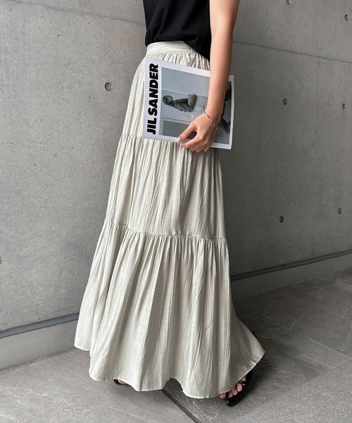 andme(アンドミー)の「楊柳ティアードロングスカート(スカート・レディース・ホワイト/グレー系/ブラック/アイボリー・M/L)」の20枚目の写真