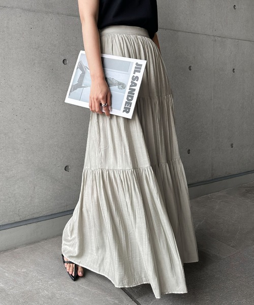 andme(アンドミー)の「楊柳ティアードロングスカート(スカート・レディース・ホワイト/グレー系/ブラック/アイボリー・M/L)」の16枚目の写真