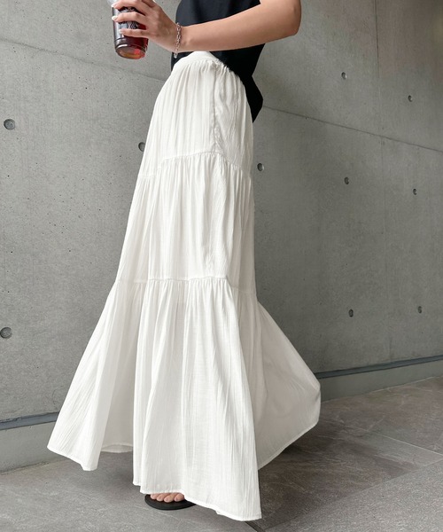 andme(アンドミー)の「楊柳ティアードロングスカート(スカート・レディース・ホワイト/グレー系/ブラック/アイボリー・M/L)」の14枚目の写真