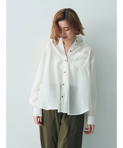 YECCA VECCA（イェッカヴェッカ）の「サイドスリットシアーシャツ（シャツ/ブラウス・レディース・チャコールグレー/アイボリー/サーモンピンク・FREE）」の19枚目の写真