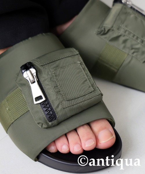 antiqua（アンティカ）の「MA-1ポケットサンダル（サンダル・メンズ・ブラック/カーキ・L/M）」の15枚目の写真
