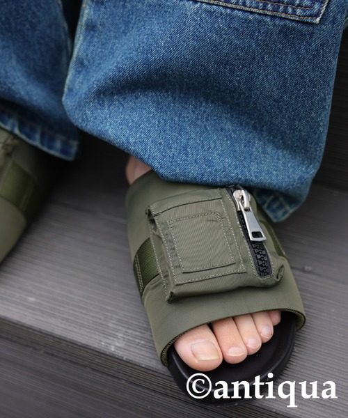 antiqua（アンティカ）の「MA-1ポケットサンダル（サンダル・メンズ・ブラック/カーキ・L/M）」の13枚目の写真