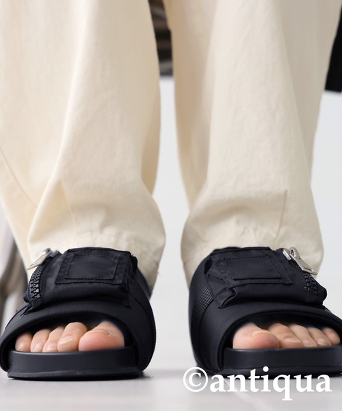 antiqua（アンティカ）の「MA-1ポケットサンダル（サンダル・メンズ・ブラック/カーキ・L/M）」の4枚目の写真