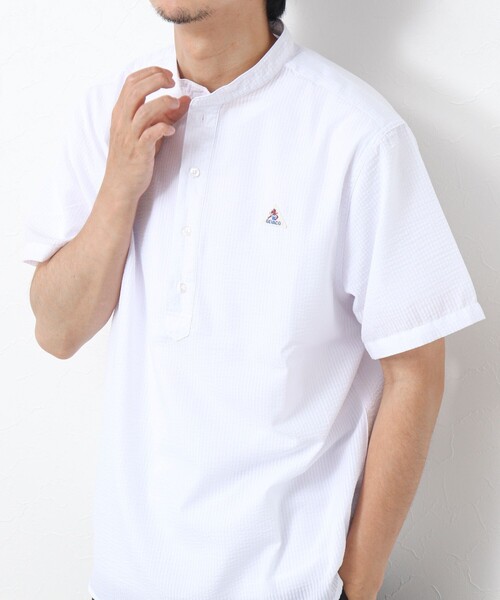 GEVACO（ゲバコ）の「【GEVACO/ゲバコ】シアーサッカープルオーバー半袖シャツ（シャツ/ブラウス・メンズ・オレンジ/サックスブルー/ブラック/ホワイト・M/L）」の6枚目の写真