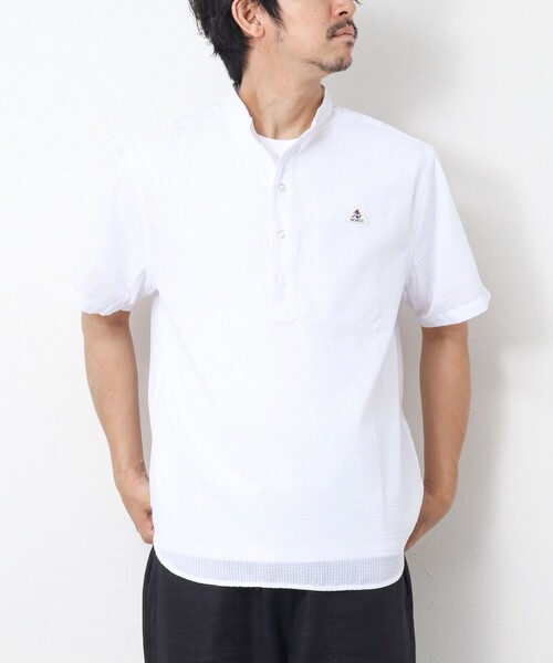 GEVACO（ゲバコ）の「【GEVACO/ゲバコ】シアーサッカープルオーバー半袖シャツ（シャツ/ブラウス・メンズ・オレンジ/サックスブルー/ブラック/ホワイト・M/L）」の7枚目の写真