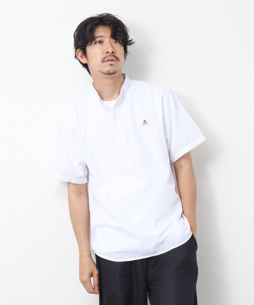 GEVACO（ゲバコ）の「【GEVACO/ゲバコ】シアーサッカープルオーバー半袖シャツ（シャツ/ブラウス・メンズ・オレンジ/サックスブルー/ブラック/ホワイト・M/L）」の8枚目の写真