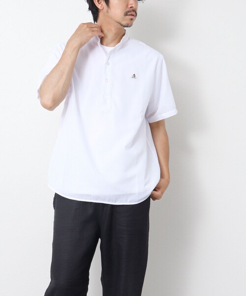 GEVACO（ゲバコ）の「【GEVACO/ゲバコ】シアーサッカープルオーバー半袖シャツ（シャツ/ブラウス・メンズ・オレンジ/サックスブルー/ブラック/ホワイト・M/L）」の11枚目の写真