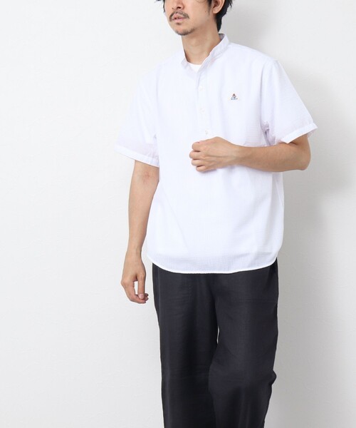 GEVACO（ゲバコ）の「【GEVACO/ゲバコ】シアーサッカープルオーバー半袖シャツ（シャツ/ブラウス・メンズ・オレンジ/サックスブルー/ブラック/ホワイト・M/L）」の12枚目の写真