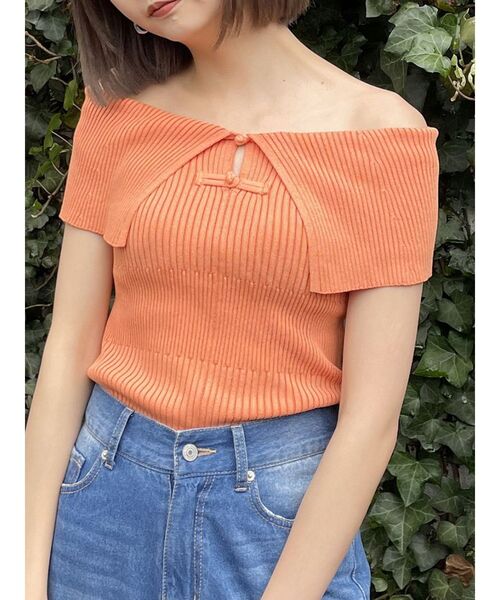 ✨専用✨【計2点】Used チャイナボタン♪ 幅広袖のレトロ刺繍ウールニット　他 オフショルチャイナボタンニット[品番：MKSW0058889]｜MURUA