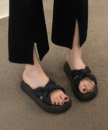 厚底サンダル ミュールサンダル 美脚 夏