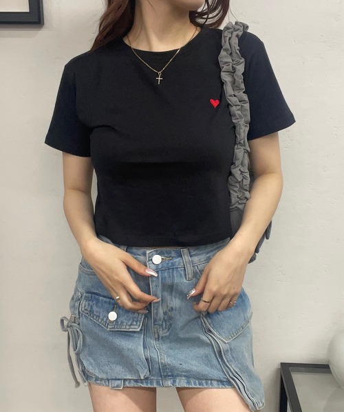ROGER AND RAW(ロジャーアンドロウ)の「ハートモチーフシンプルTシャツ(Tシャツ/カットソー・レディース・ホワイト/ブラック・FREE)」の10枚目の写真