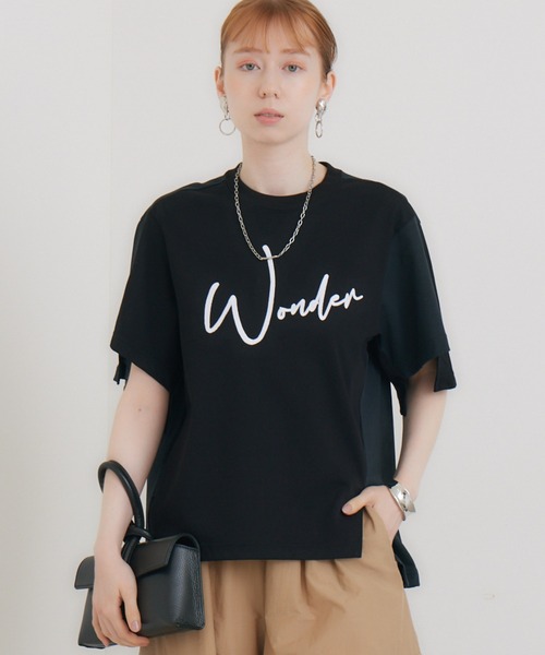 1％（イチ パーセント）の「1% WONDER刺繍Tシャツ（Tシャツ/カットソー・レディース・ブラック/ホワイト・FREE）」の2枚目の写真