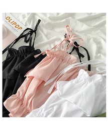 フリルギャザーキャミソール ビスチェ バレエコア