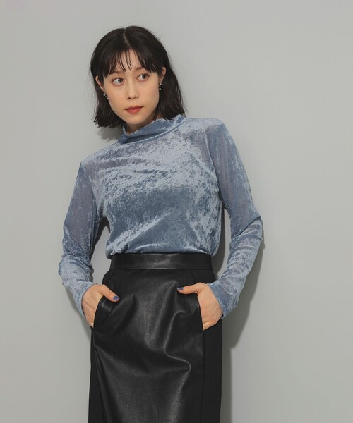 Ray BEAMS(レイビームス)の「Ray BEAMS / ベロア チュール ハイネック トップス(Tシャツ/カットソー・レディース・ホワイト系その他6/ブラック/ライトブルー・ONE SIZE)」の12枚目の写真