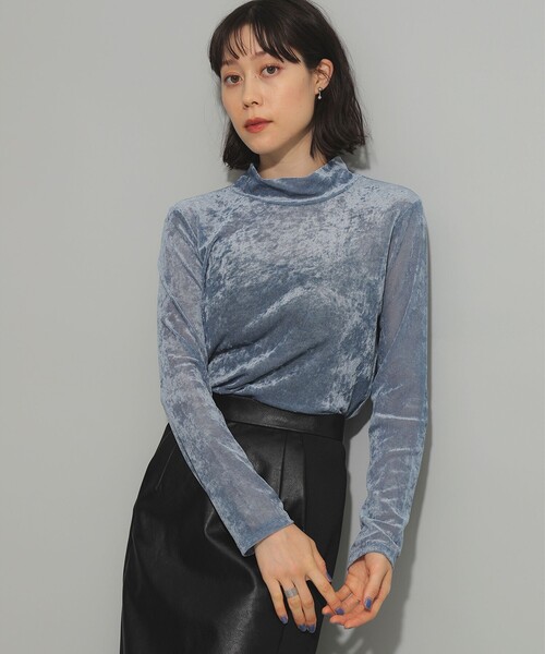 Ray BEAMS(レイビームス)の「Ray BEAMS / ベロア チュール ハイネック トップス(Tシャツ/カットソー・レディース・ホワイト系その他6/ブラック/ライトブルー・ONE SIZE)」の13枚目の写真