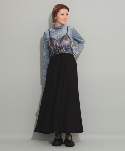 Ray BEAMS(レイビームス)の「Ray BEAMS / ベロア チュール ハイネック トップス(Tシャツ/カットソー・レディース・ホワイト系その他6/ブラック/ライトブルー・ONE SIZE)」の5枚目の写真