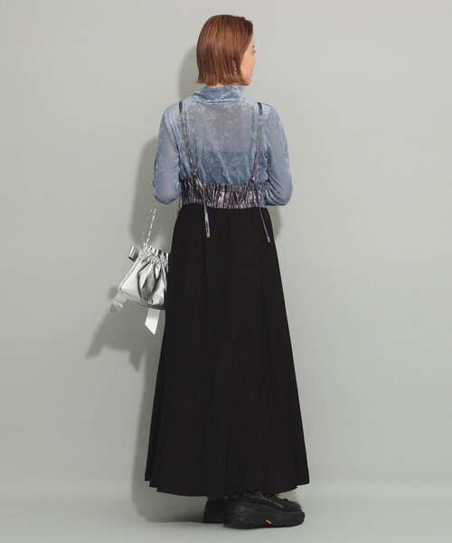 Ray BEAMS(レイビームス)の「Ray BEAMS / ベロア チュール ハイネック トップス(Tシャツ/カットソー・レディース・ホワイト系その他6/ブラック/ライトブルー・ONE SIZE)」の6枚目の写真