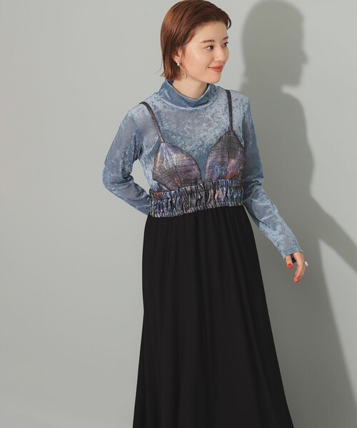 Ray BEAMS(レイビームス)の「Ray BEAMS / ベロア チュール ハイネック トップス(Tシャツ/カットソー・レディース・ホワイト系その他6/ブラック/ライトブルー・ONE SIZE)」の7枚目の写真