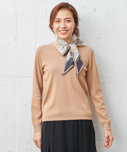 Leilian(レリアン)の「Vネックニットプルオーバー【ROCHAS Premiere】(ニット/セーター・レディース・ライトブラウン/ブラック・11/13)」の2枚目の写真