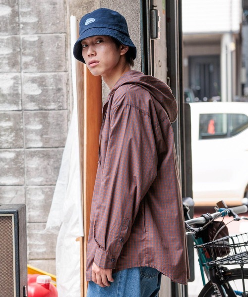 niko and...（ニコアンド）の「フード付きチェックシャツ（シャツ/ブラウス・メンズ・オレンジ/グリーン・MEDIUM/LARGE）」の5枚目の写真