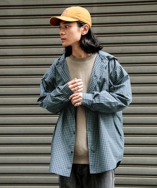 niko and...（ニコアンド）の「フード付きチェックシャツ（シャツ/ブラウス・メンズ・オレンジ/グリーン・MEDIUM/LARGE）」の9枚目の写真