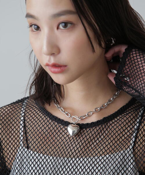 FREE'S MART（フリーズマート）の「ビッグハートチェーンネックレス（ネックレス・レディース・シルバー/ゴールド・ﾌﾘ-）」の6枚目の写真