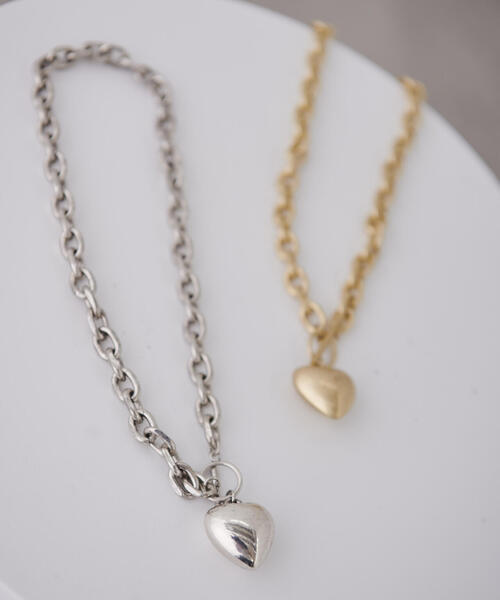 FREE'S MART（フリーズマート）の「ビッグハートチェーンネックレス（ネックレス・レディース・シルバー/ゴールド・ﾌﾘ-）」の9枚目の写真