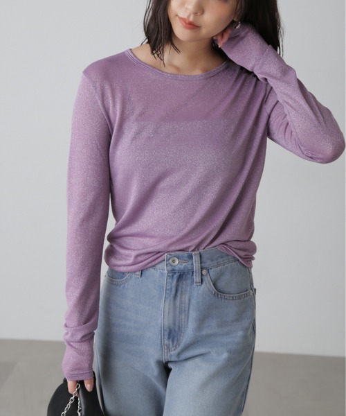 FREE'S MART（フリーズマート）の「◆クルーネックラメカットソー（Tシャツ/カットソー・レディース・ブラック/グレー/パープル・FREE）」の3枚目の写真