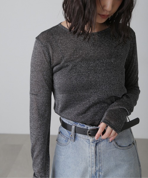 FREE'S MART（フリーズマート）の「◆クルーネックラメカットソー（Tシャツ/カットソー・レディース・ブラック/グレー/パープル・FREE）」の11枚目の写真