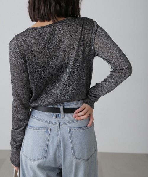 FREE'S MART（フリーズマート）の「◆クルーネックラメカットソー（Tシャツ/カットソー・レディース・ブラック/グレー/パープル・FREE）」の8枚目の写真