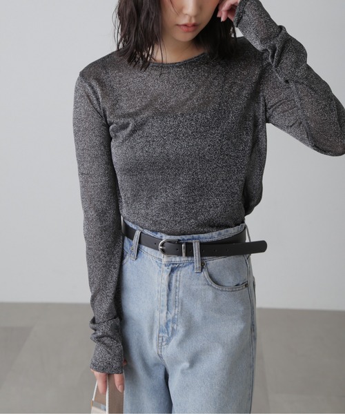 FREE'S MART（フリーズマート）の「◆クルーネックラメカットソー（Tシャツ/カットソー・レディース・ブラック/グレー/パープル・FREE）」の7枚目の写真