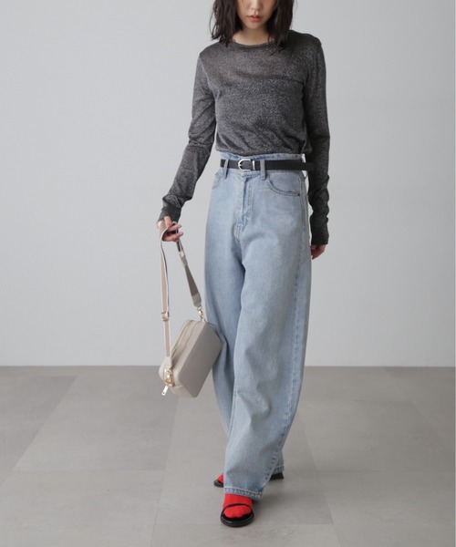 FREE'S MART（フリーズマート）の「◆クルーネックラメカットソー（Tシャツ/カットソー・レディース・ブラック/グレー/パープル・FREE）」の5枚目の写真