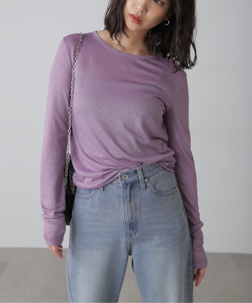 FREE'S MART（フリーズマート）の「◆クルーネックラメカットソー（Tシャツ/カットソー・レディース・ブラック/グレー/パープル・FREE）」の17枚目の写真