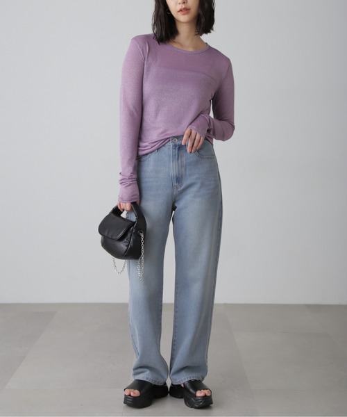 FREE'S MART（フリーズマート）の「◆クルーネックラメカットソー（Tシャツ/カットソー・レディース・ブラック/グレー/パープル・FREE）」の14枚目の写真