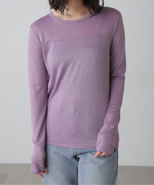 FREE'S MART（フリーズマート）の「◆クルーネックラメカットソー（Tシャツ/カットソー・レディース・ブラック/グレー/パープル・FREE）」の4枚目の写真