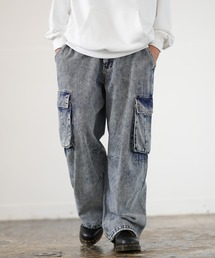 SIDEWAY STANCE | 【SIDEWAY STANCE】デニム ケミカル ワイド カーゴパンツ(デニムパンツ)