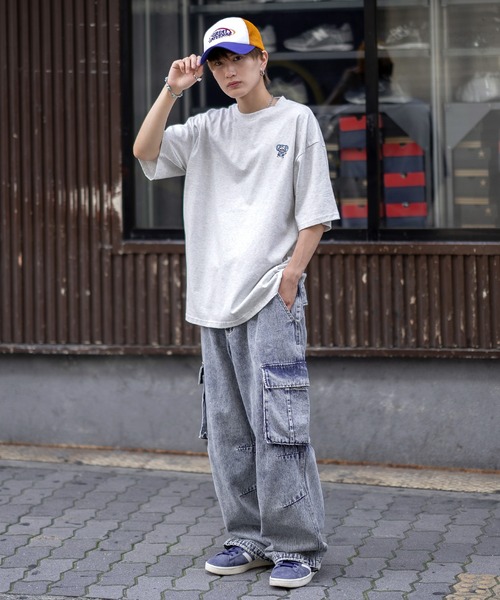 SIDEWAY STANCE（サイドウェイスタンス）の「【SIDEWAY STANCE】デニム ケミカル ワイド カーゴパンツ（デニムパンツ・メンズ・ブラック/ネイビー・SMALL/MEDIUM/LARGE）」の10枚目の写真