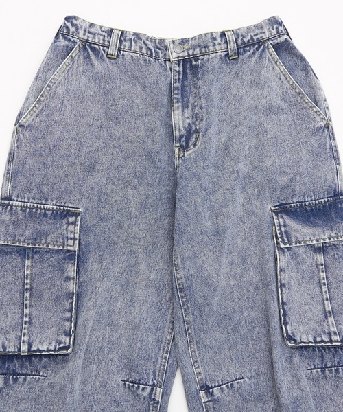 SIDEWAY STANCE（サイドウェイスタンス）の「【SIDEWAY STANCE】デニム ケミカル ワイド カーゴパンツ（デニムパンツ・メンズ・ブラック/ネイビー・SMALL/MEDIUM/LARGE）」の12枚目の写真