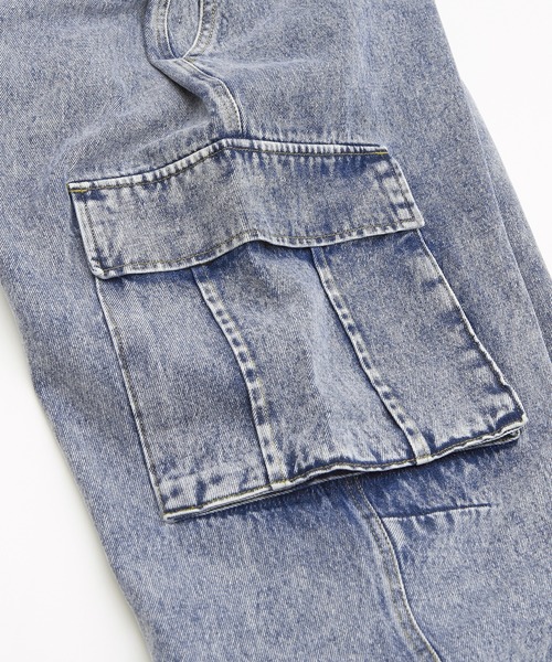 SIDEWAY STANCE（サイドウェイスタンス）の「【SIDEWAY STANCE】デニム ケミカル ワイド カーゴパンツ（デニムパンツ・メンズ・ブラック/ネイビー・SMALL/MEDIUM/LARGE）」の16枚目の写真