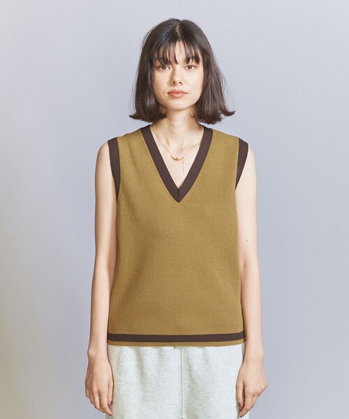 BEAUTY&YOUTH UNITED ARROWS（ビューティーアンドユースユナイテッドアローズ）の「ライン ニットベスト（ベスト・レディース・オリーブ/ダークブラウン・FREE）」の8枚目の写真