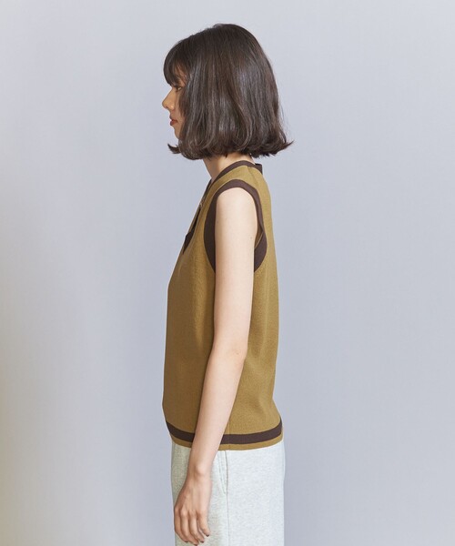BEAUTY&YOUTH UNITED ARROWS（ビューティーアンドユースユナイテッドアローズ）の「ライン ニットベスト（ベスト・レディース・オリーブ/ダークブラウン・FREE）」の9枚目の写真