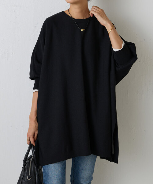 未使用に近い　BEARDSLEY ビアズリー　洗えるぷっくり袖ニット　ブラック BEARDSLEY（ビアズリー）の「洗えるニット（ニット/セーター）」 - WEAR