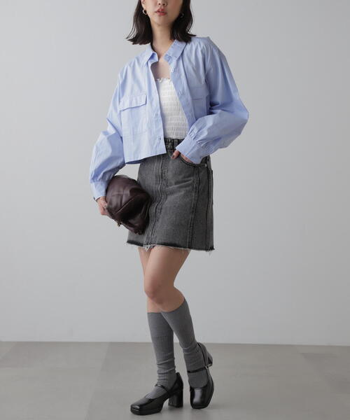 FREE'S MART（フリーズマート）の「◆ビッグポケットショート丈シャツ（シャツ/ブラウス・レディース・ブラウン系その他/ブルー/ワンウォッシュ/ホワイト・FREE）」の7枚目の写真