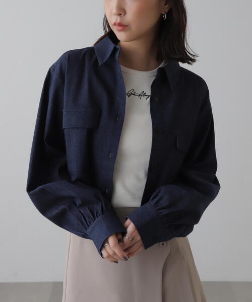 FREE'S MART（フリーズマート）の「◆ビッグポケットショート丈シャツ（シャツ/ブラウス・レディース・ブラウン系その他/ブルー/ワンウォッシュ/ホワイト・FREE）」の14枚目の写真