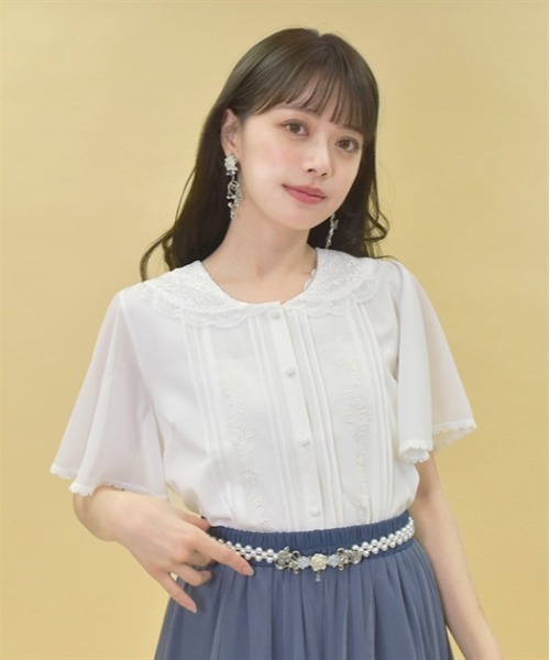 axes femme(アクシーズファム)の「レースセーラー刺繍ブラウス(シャツ/ブラウス・レディース・ホワイト/ピンク/ブラック・FREE)」の2枚目の写真