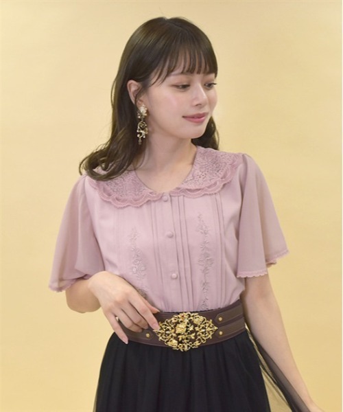 axes femme(アクシーズファム)の「レースセーラー刺繍ブラウス(シャツ/ブラウス・レディース・ホワイト/ピンク/ブラック・FREE)」の3枚目の写真