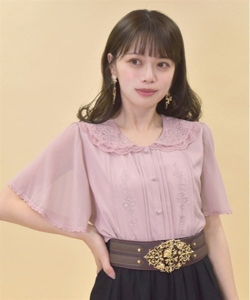 axes femme(アクシーズファム)の「レースセーラー刺繍ブラウス(シャツ/ブラウス・レディース・ホワイト/ピンク/ブラック・FREE)」の4枚目の写真